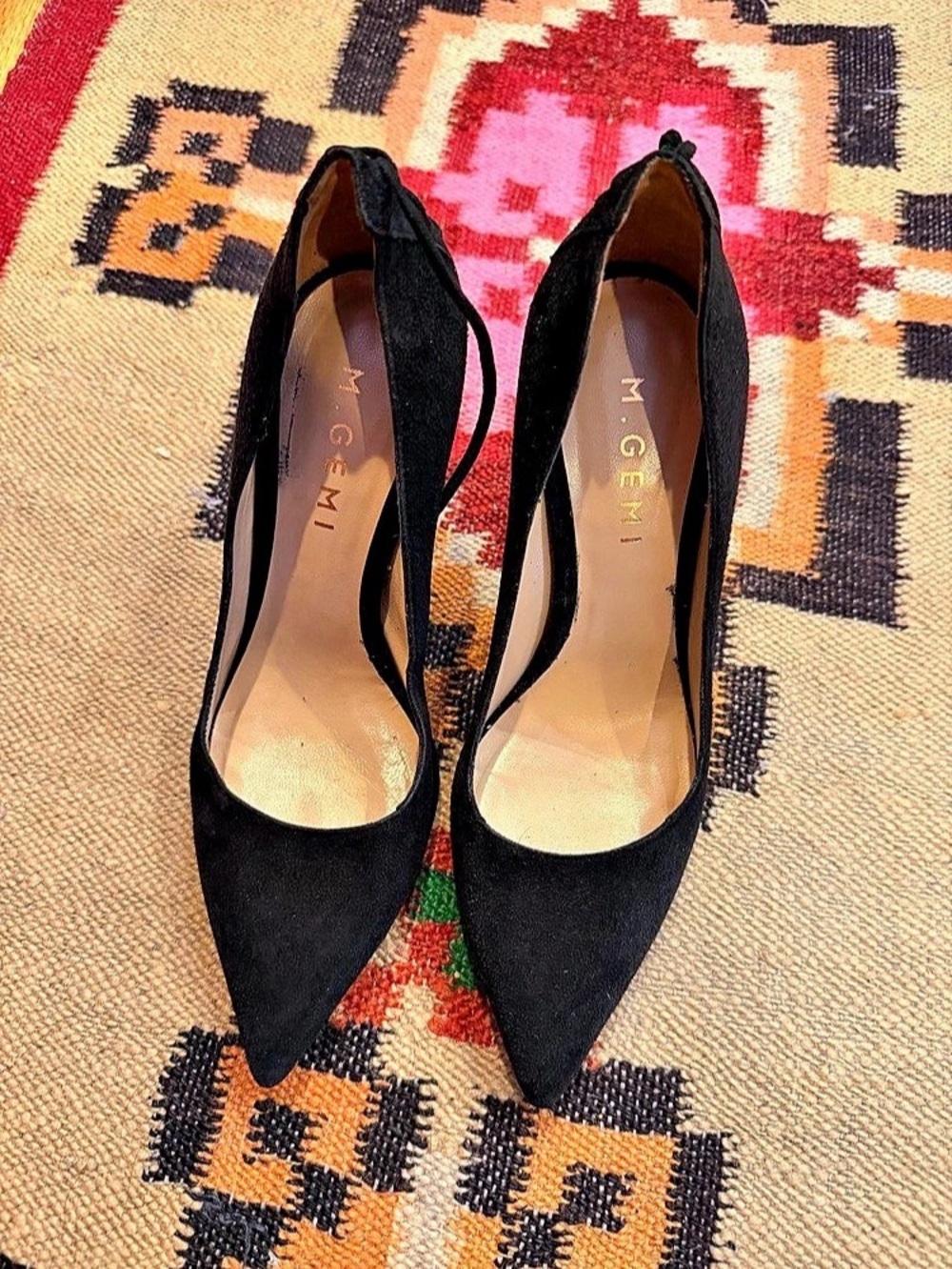 M. Gemi Black suede Pointed-Toe Heels EU 35 1/2